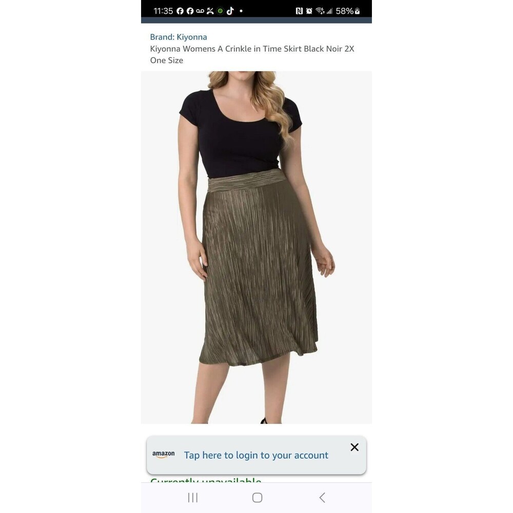 Kiyonna Women Crinkle In Time Metallic Swing Skirt 2 Plus Lined D22-2